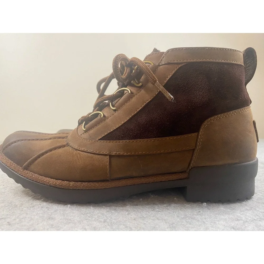 UGG‎ 'Heather' Waterproof Chestnut Brown Leather Suede Duck Boots Womens 7.5